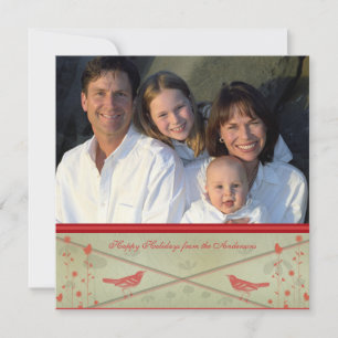 Glad helg Whimsical Red Bird Card Inbjudningar