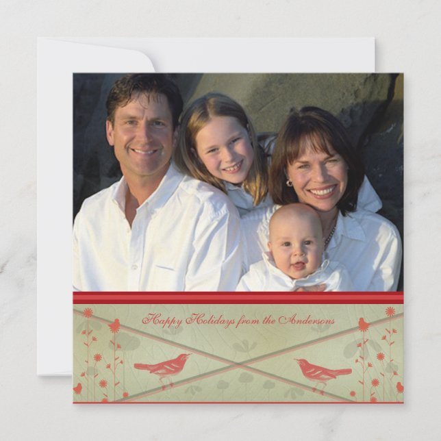 Glad helg Whimsical Red Bird Card Inbjudningar (Framsida)