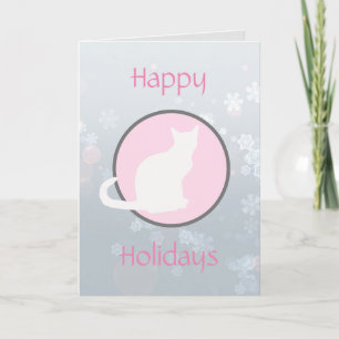 Glad helg White Silhouette Tabby katt Card Kort