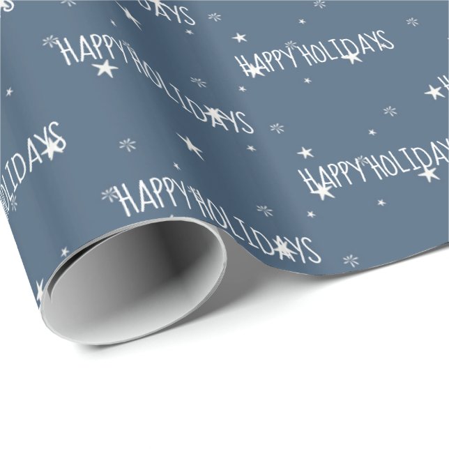 Glad helg White Stars Wrapping Papper Presentpapper (Rullad Hörn)