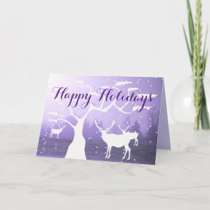 Glad helg White Träd/Hjort Silhouette Card Kort