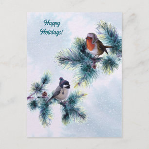 Glad helg Winter Birds jul Vykort