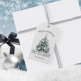 Glad helg Winter Blue Julgran Namn Presentetikett