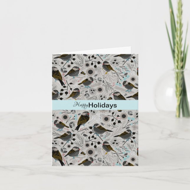 Glad helg Winter Chickadees-kort (Framsida)