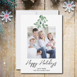 Glad helg Winter Greenery Mistletoe Photo Julkort