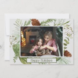 Glad helg Winter Greenery Vågrät Photo Julkort