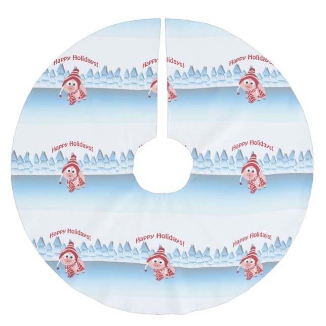 Glad helg! Winter Gris Julgransmatta Borstad Polyester (Framsidan)