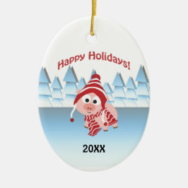 Glad helg! Winter Gris Julgransprydnad Keramik