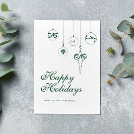 Glad helg Winter Grönt Monogram Bauble Julkort