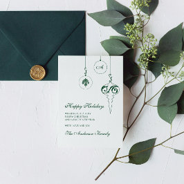 Glad helg Winter Grönt Monogram Bauble Photo Julkort