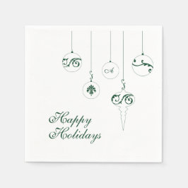 Glad helg Winter Grönt Monogram Bauble Square Pappersservett