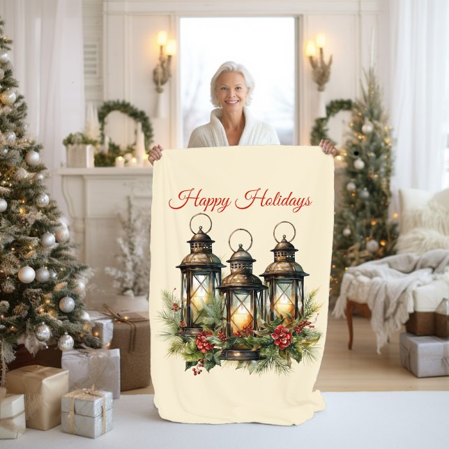 Glad helg Winter Lanterns Fleecefilt (Skapare uppladdad)