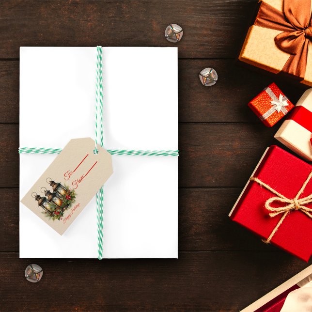 Glad helg Winter Lanterns Gift-Märkre Presentetikett (Skapare uppladdad)