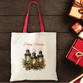Glad helg Winter Lanterns Tygkasse