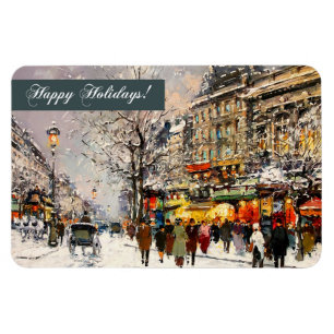 Glad helg. Winter Parisian Scene Magnet