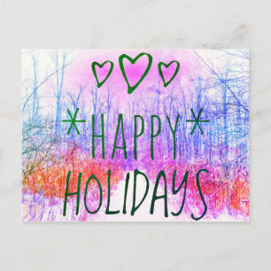 GLAD HELG WINTER VÄG POSTCARD VYKORT