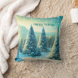 Glad helg Winter Wonderland Skogen Festive Kudde