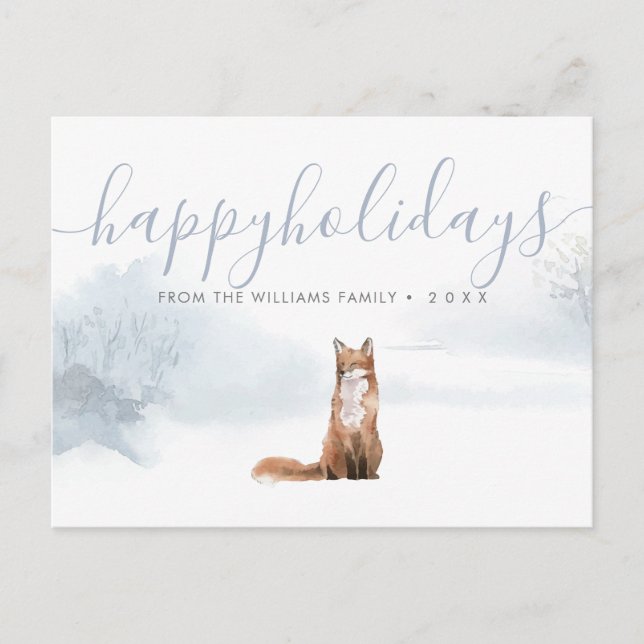 Glad helg Winter Woodland Fox jul Meddelande Vykort (Framsida)