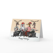 Glad helg Woodland Animals Stump Music Card