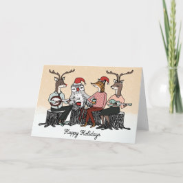 Glad helg Woodland Animals Stump Music Card
