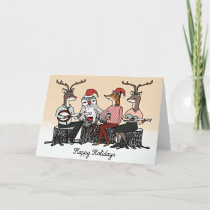 glad helg Woodland Animals Stump Music Card
