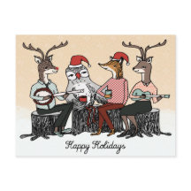 Glad helg Woodland Animals Stump Music Card