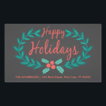 GLAD HELG WREATH CHALKBOARD ADRESS REKTANGULÄRT KLISTERMÄRKE<br><div class="desc">GLAD HELG: Ljusa och glada julklistermärken i stil med avslappnad rött och grönt, handritad typografi och färgstark blommigt- och lagerkrans med personlig för ditt namn och returadress eller anpassningsbar hälsning. Familjevänlig design är underbar för barn, lärare och vuxnor i hjärtat. Kan också anpassas som dekorativa presentprodukter eller unika etiketter för...</div>