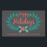 GLAD HELG WREATH CHALKBOARD ADRESS REKTANGULÄRT KLISTERMÄRKE<br><div class="desc">GLAD HELG: Ljusa och glada julklistermärken i stil med avslappnad rött och grönt, handritad typografi och färgstark blommigt- och lagerkrans med personlig för ditt namn och returadress eller anpassningsbar hälsning. Familjevänlig design är underbar för barn, lärare och vuxnor i hjärtat. Kan också anpassas som dekorativa presentprodukter eller unika etiketter för...</div>