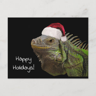 Glad helgleguanödla med en Santa hatt Helg Vykort