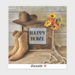 Glad hem Cowgirl Cowboy stil med cowboy boots  Klistermärken