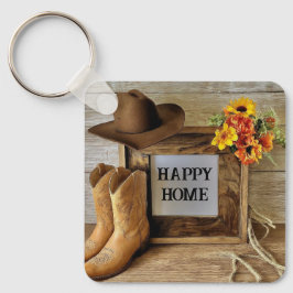 Glad hem Cowgirl Cowboy stil med cowboy boots  Nyckelring
