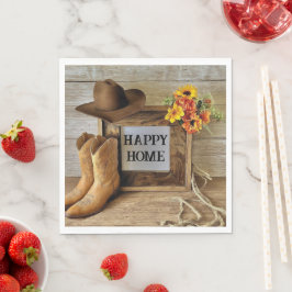 Glad hem Cowgirl Cowboy stil med cowboy boots Pappersservett