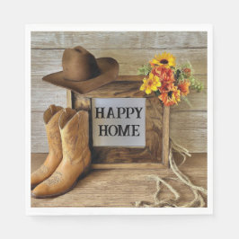 Glad hem Cowgirl Cowboy stil med cowboy boots  Pappersservett