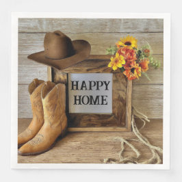 Glad hem Cowgirl Cowboy stil med cowboy boots Pappersservett