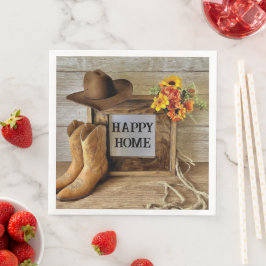 Glad hem Cowgirl Cowboy stil med cowboy boots Pappersservett