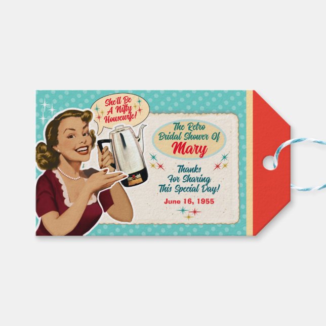 Glad hemmafru Bröllopsfest Receptkort Presentetikett (Framsidan (Horisontell))