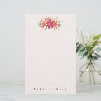 Glad het rosa blomma stänka brevpapper