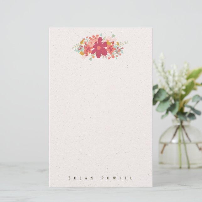 Glad het rosa blomma stänka brevpapper (Stående Fram)