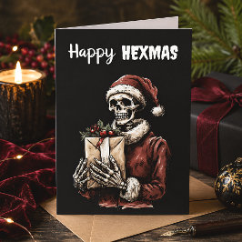 Glad Hexmas Santa Skelett Spöklik Gothic Jul Kort