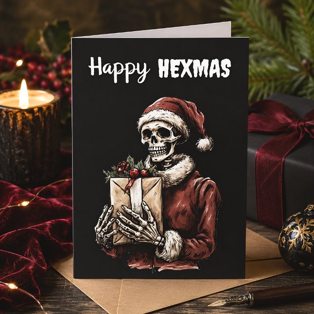 Glad Hexmas Santa Skelett Spöklik Gothic Jul Kort (Skapare uppladdad)