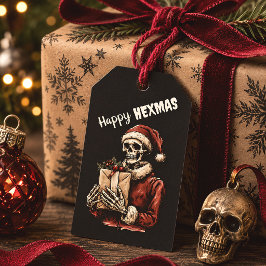 Glad Hexmas Skelett Tomte Gotisk Jul Presentetikett