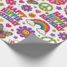 Glad Hippie Födelsedagspresentinslag Färgglad Tjej