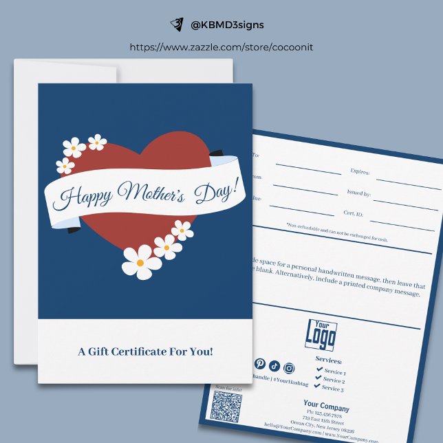 Glad hjärta mors dagskort presentkort (Heart Happy Mother's Day Banner Gift Certificate)