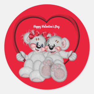 Glad hjärtans dag Bears Classic Round Sticker Runt Klistermärke