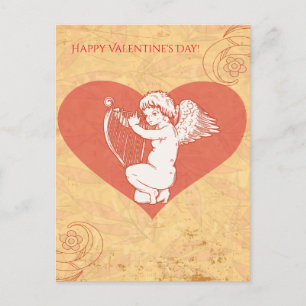 Glad hjärtans dag Cute Cupid Cherub Heart Helg Vykort