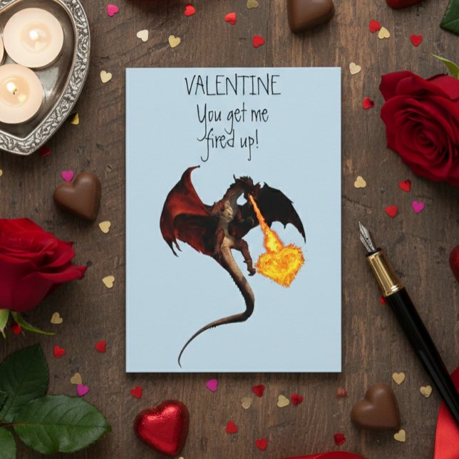 Glad hjärtans dag Red Dragon Fire Heart Kort (Skapare uppladdad)