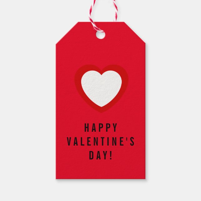 Glad hjärtans dag Vit hjärta på Alla hjärtans dag Presentetikett (Framsidan)