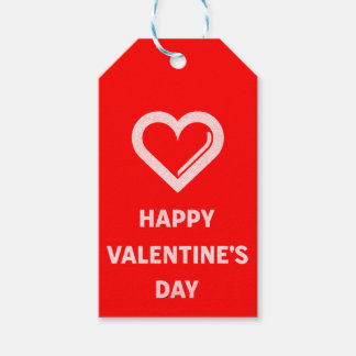Glad hjärtans dag Vitt hjärta på rött Presentetikett