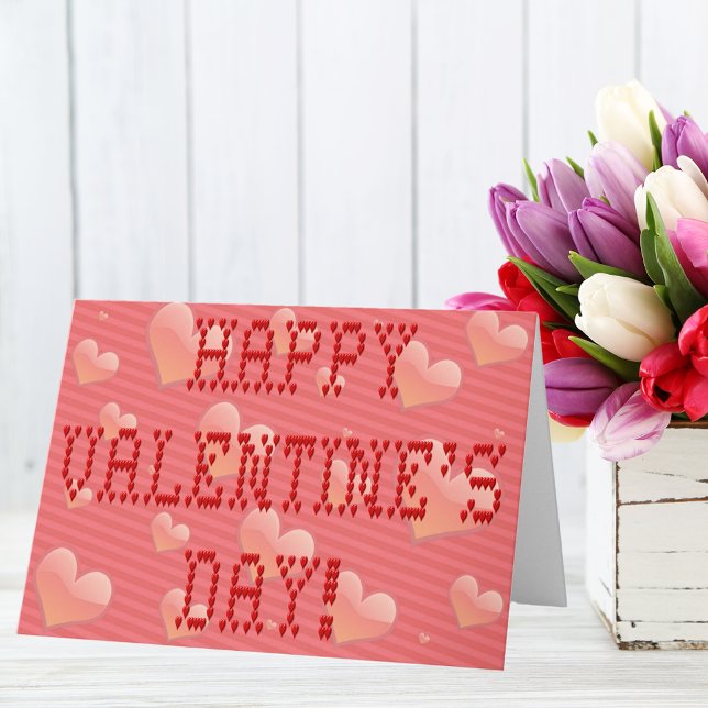 Glad Hjärtformade symbol för alla hjärtans dag Helgkort (Happy Valentine's Day Tiny Heart Shaped Font Holiday Card)