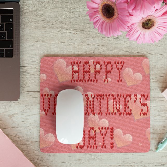 Glad Hjärtformade symbol för alla hjärtans dag Musmatta (Happy Valentine's Day Tiny Heart Shaped Font Mouse Pad)